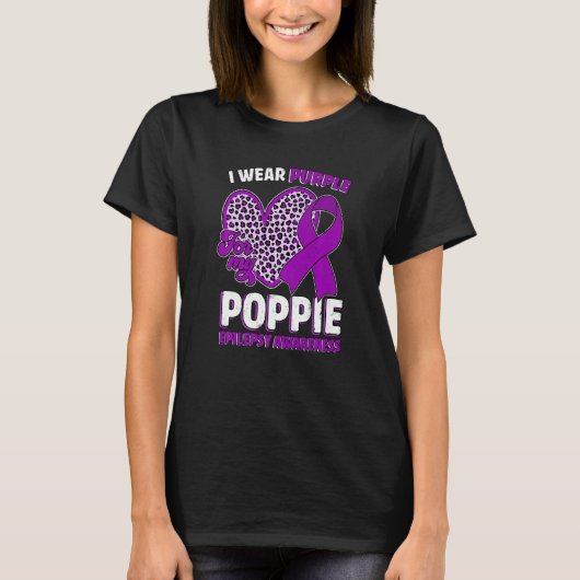 I Wear Purple For My Poppie Epilepsy Awareness Leo T-Shirt (Vorderseite)