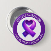 I Wear Purple for my Son | Epilepsy Awareness Button (Vorne & Hinten)