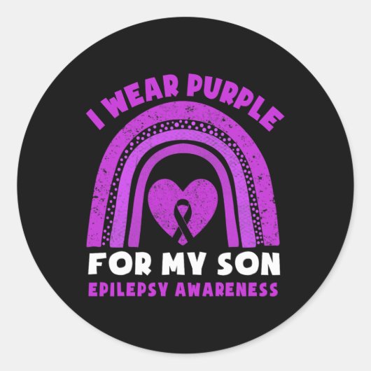 I Wear Purple For My Son Epilepsy Awareness Rainbo Runder Aufkleber (Vorderseite)