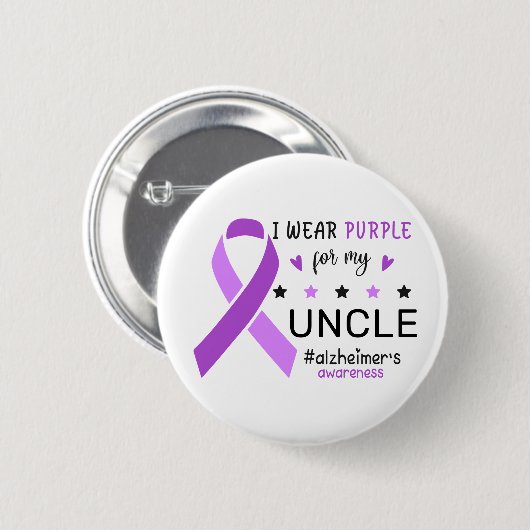 I Wear Purple For My Uncle Alzheimer Awareness Button (Vorne & Hinten)