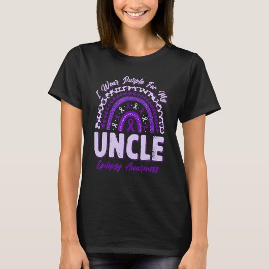 I Wear Purple For My Uncle Epilepsy Awareness Rain T-Shirt (Vorderseite)
