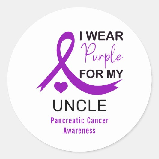 I Wear Purple For My Uncle Pancreatic Cancer Runder Aufkleber (Vorderseite)
