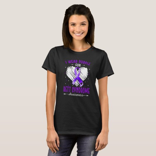 I Wear Purple For Rett Syndrome Awareness Ribbon H T-Shirt (Vorne ganz)
