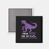 I Wear Purple For Sister Dinosaur Epilepsy Awarene Magnet (Vorderseite/Rückseite)