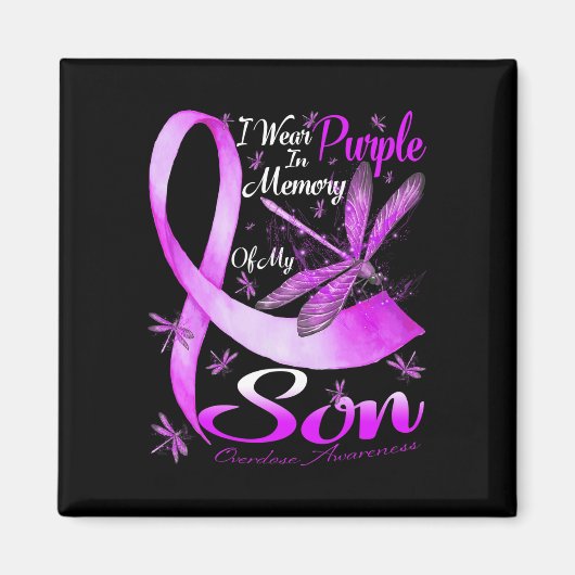 I Wear Purple In Memory For My Son Overdose Awaren Magnet (Vorne)