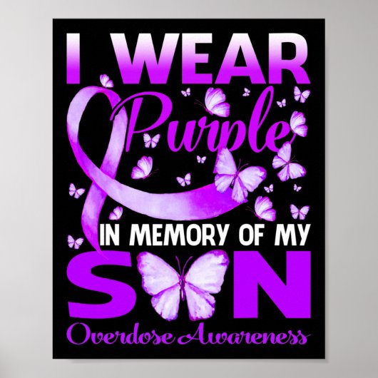 I Wear Purple In Memory For My Son Overdose Awaren Poster (Vorne)