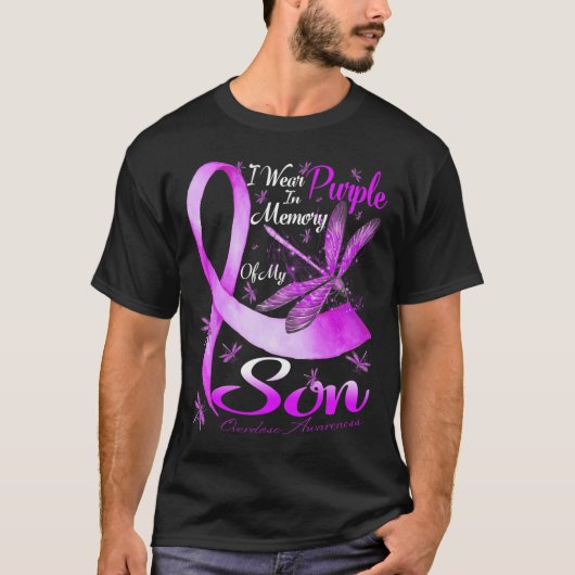 I Wear Purple In Memory For My Son Overdose Awaren T-Shirt (Vorderseite)