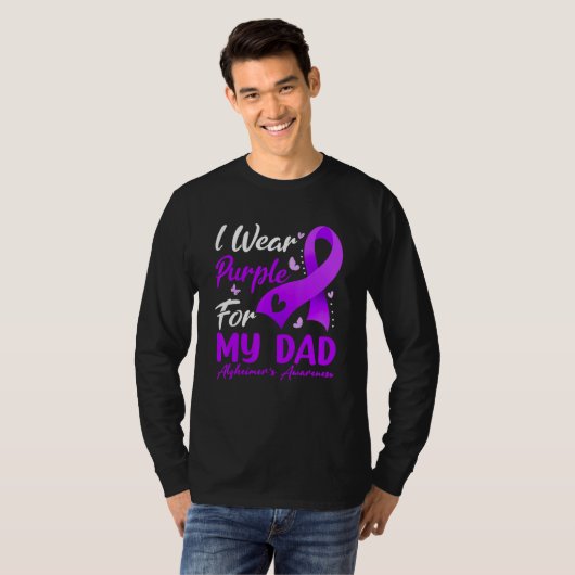 I Wear Purple Ribbon For My Dad Alzheimer's Awaren T-Shirt (Vorne ganz)