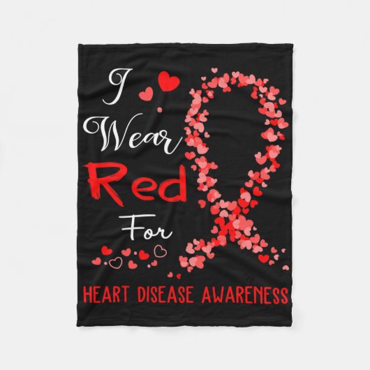 I Wear Red For Heart Disease Awareness  Fleecedecke (Vorderseite)