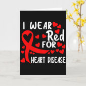 I Wear Red For Heart Disease Awareness Ribbon Red Karte (Gelbe Blume)