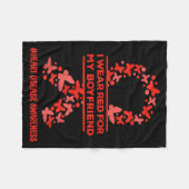I Wear Red For My Boyfriend Heart Disease Awarenes Fleecedecke (Vorderseite (Horizontal))