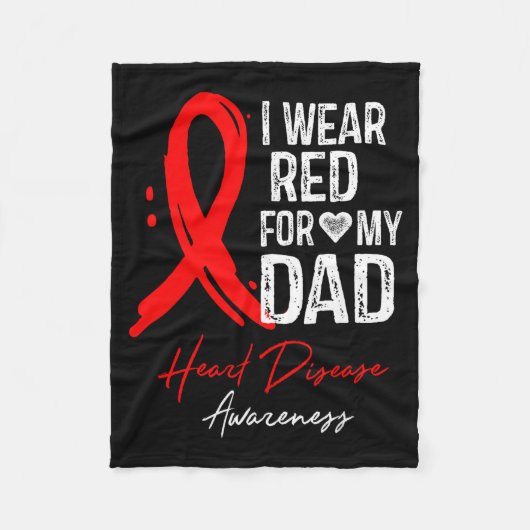 I Wear Red For My Dad Shirt Heart Disease Awarenes Fleecedecke (Vorderseite)
