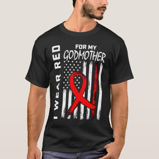 I Wear Red For My Godmother Heart Disease Awarenes T-Shirt (Vorderseite)