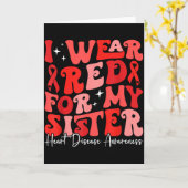 I Wear Red For My Sister Retro Chd Awareness Heart Karte (Gelbe Blume)