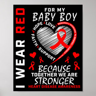 I Wear Red For My Son Heart Disease Awareness Prod Poster