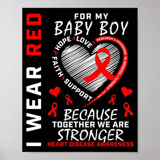 I Wear Red For My Son Heart Disease Awareness Prod Poster (Vorne)