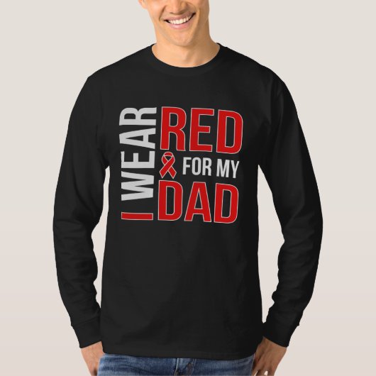 I Wear Red For My Stroke Survivor Dad Stroke Aware T-Shirt (Vorderseite)