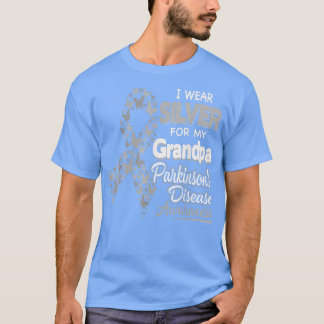 I Wear Silver For My Grandpa Parkinson disease Awa T-Shirt