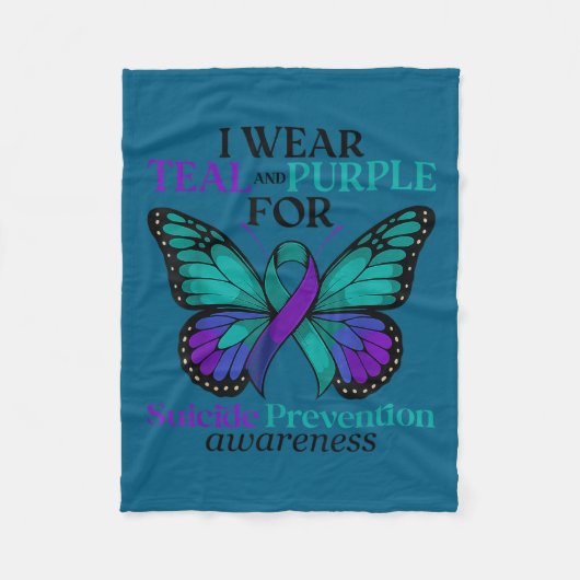 I Wear Teal & Purple Butterfly Suicide Prevent Fleecedecke (Vorderseite)