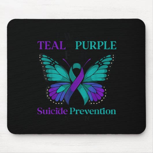 I Wear Teal &amp; Purple Butterfly Suicide Prevent Mousepad (Vorne)