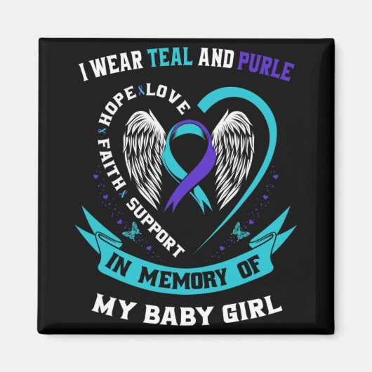 I Wear Teal And Purple Ba Magnet (Vorne)