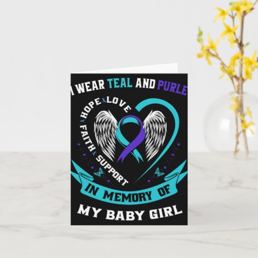 I Wear Teal And Purple Baby Suicide Awareness Ribb Karte (Gelbe Blume)