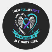 I Wear Teal And Purple Byby Suicide Prevention Awa Runder Aufkleber (Vorderseite)