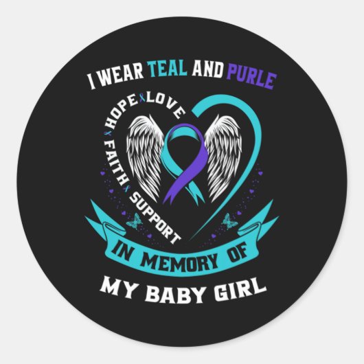 I Wear Teal And Purple Byby Suicide Prevention Awa Runder Aufkleber (Vorderseite)