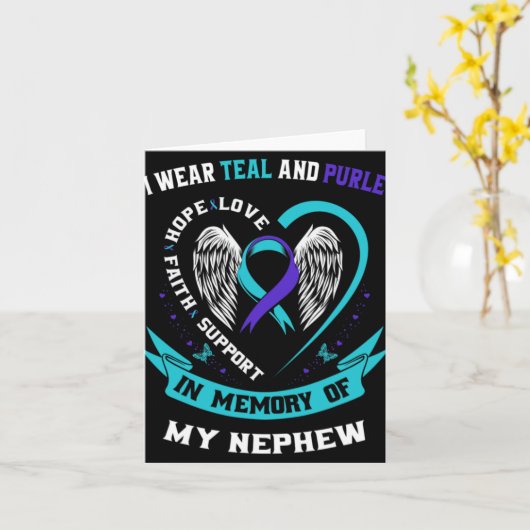 I Wear Teal And Purple For My Nephew Suicide Aware Karte (Gelbe Blume)