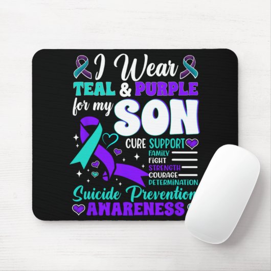 I Wear Teal And Purple For My Son Suicide Preventi Mousepad (Mit Mouse)