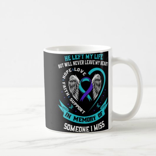 I Wear Teal And Purple For Someone I Miss Suicide  Kaffeetasse (Rechts)