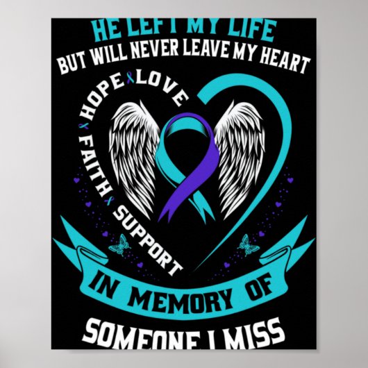 I Wear Teal And Purple For Someone I Miss Suicide Poster (Vorne)