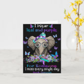 I Wear Teal And Purple Suicide Awareness Elephant Karte (Gelbe Blume)