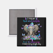 I Wear Teal And Purple Suicide Awareness Elephant  Magnet (Vorderseite/Rückseite)