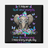 I Wear Teal And Purple Suicide Awareness Elephant  Magnet (Vorne)