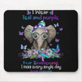 I Wear Teal And Purple Suicide Awareness Elephant Mousepad (Vorne)