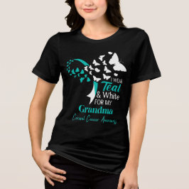 I Wear Teal And White My Grandma Cervical Cancer Tri-Blend Shirt