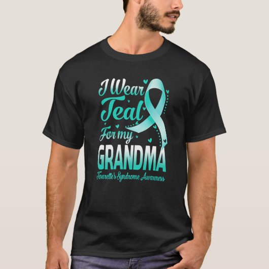 I Wear Teal For My Grandma Tourette's Syndrome Awa T-Shirt (Vorderseite)