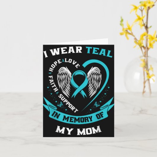 I Wear Teal For My Mom Ovarian Cancer Awareness Fa Karte (Gelbe Blume)