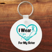 I Wear Teal Heart Ribbon For My Sister Schlüsselanhänger (Vorderseite)