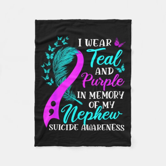 I Wear Teal Purple In Memory Of My Nephew Suicide Fleecedecke (Vorderseite)
