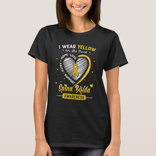 I Wear Yellow For My Friend Spina Bifida Awareness T-Shirt (Vorderseite)