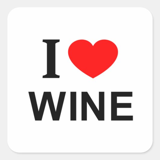 I ❤️ WEIN I LIEBE WEIN I HERZWEIN QUADRATISCHER AUFKLEBER (Vorderseite)