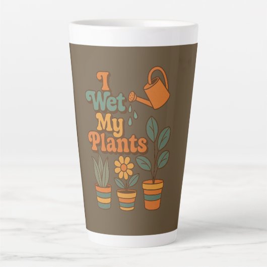 I Wet My Plants – Retro 70s Stripes Milchtasse (Vorderseite)
