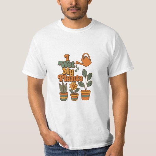 I Wet My Plants – Retro 70s Stripes T-Shirt (Vorderseite)