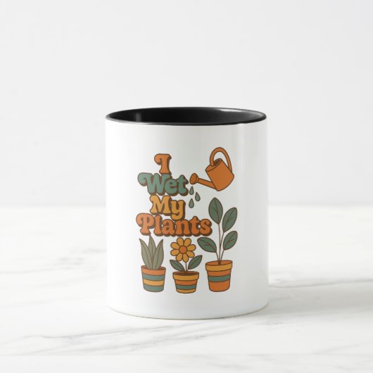 I Wet My Plants – Retro 70s Stripes Tasse (Zentrum)