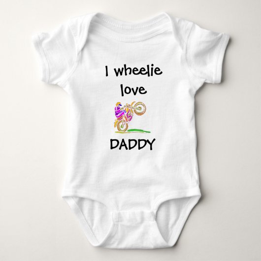I Wheelie Liebe Daddy Motocross Baby Bodysuit Baby Strampler (Vorderseite)