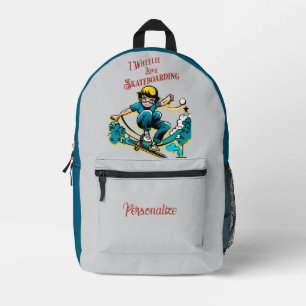 I Wheelie Liebe Skateboarding Quote Boy personalis Bedruckter Rucksack