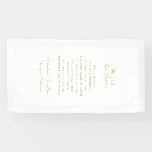" I will be there" Wedding, Memorial, White, Banner (Horizontal)