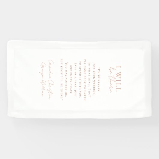 " I will be there" Wedding, Memorial, White, Banner (Horizontal)